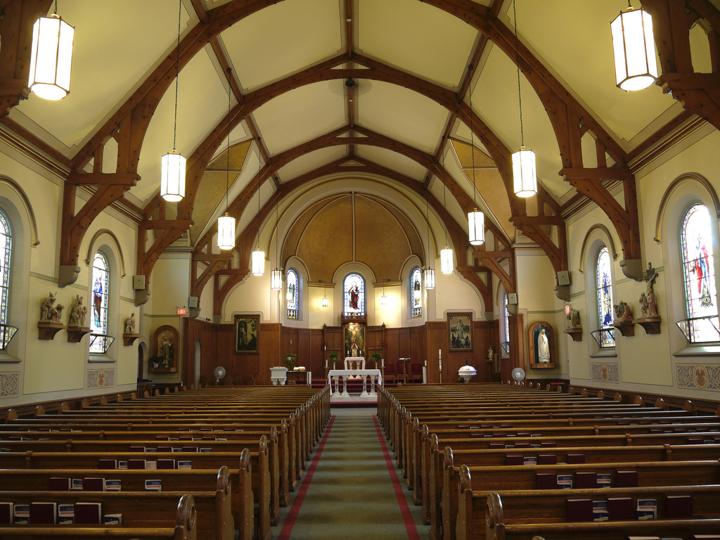 Interior view of St. Gregory's looking toward the altar