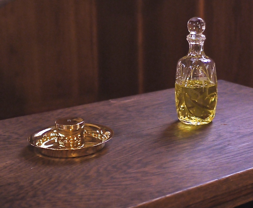 Image of Chrism Vial and Oil stock for use in anointing